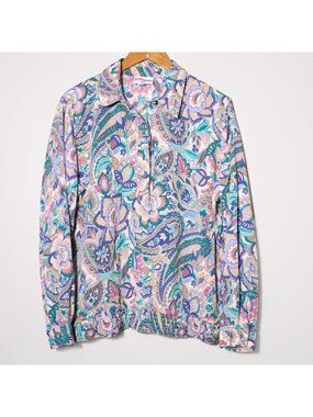 Vintage Alfred Dunner 90s Floral Paisley Smocked Top Cottagecore Size 16 W